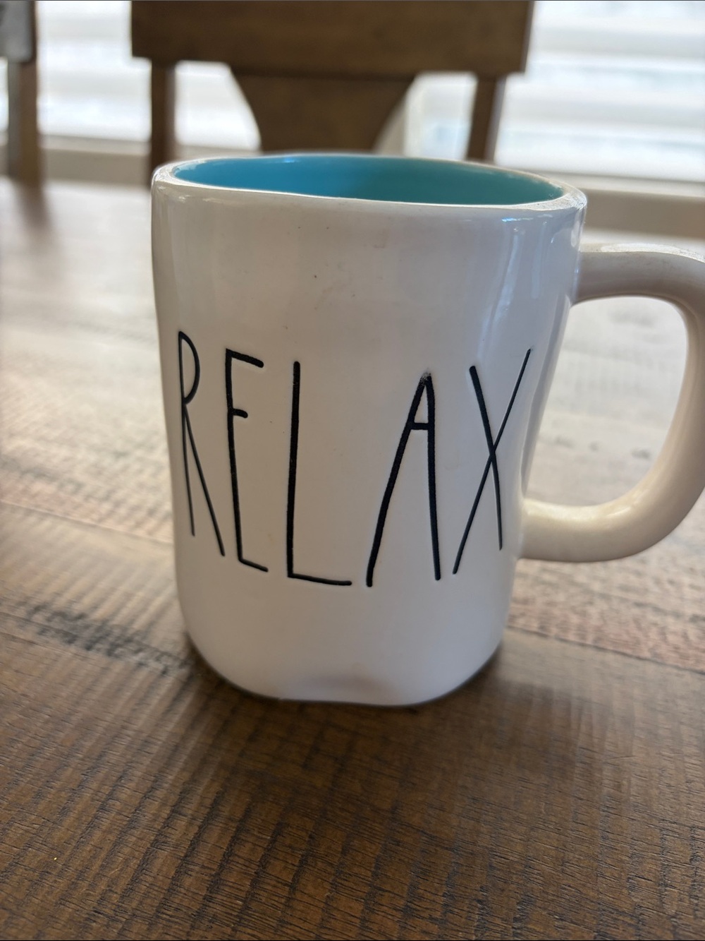 Rae Dunn White Mug with Blue Interior - RELAX